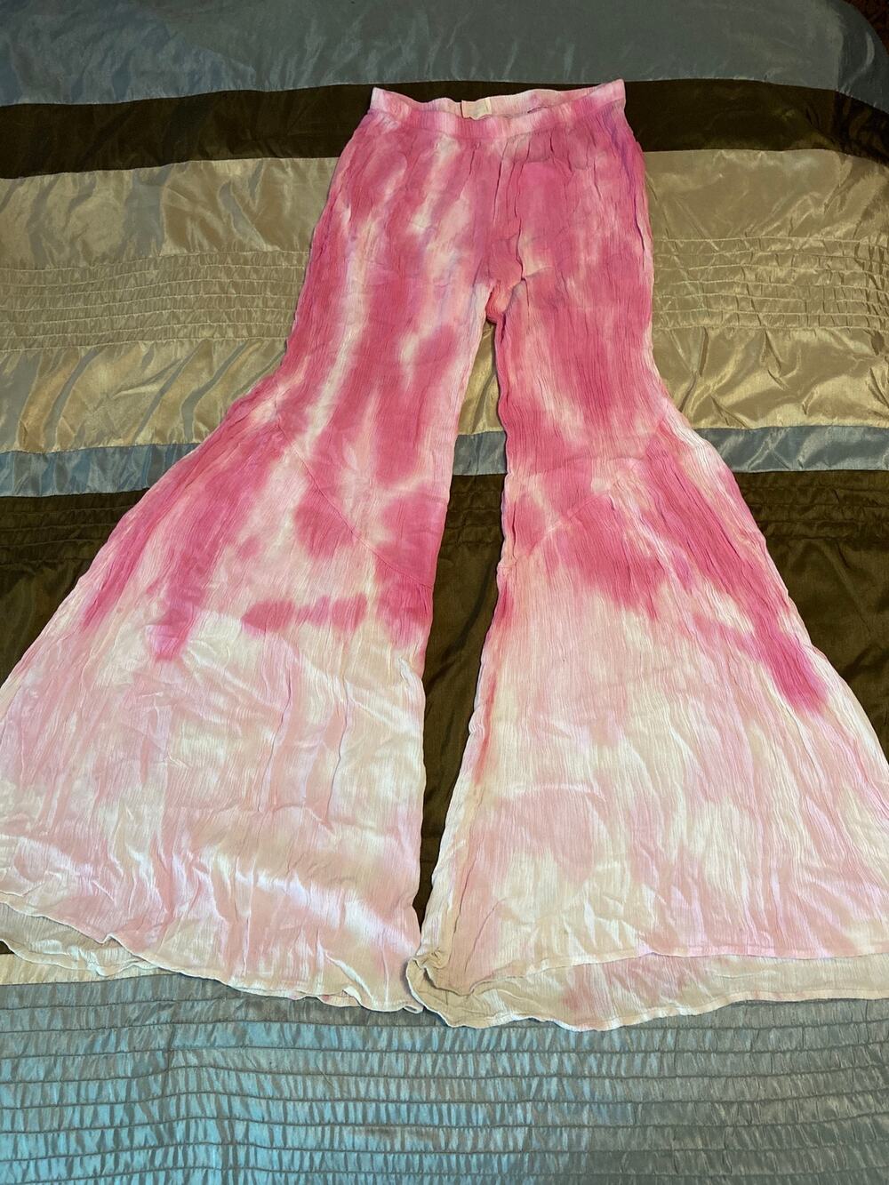 Blue Buttercup pink tie dye ombre wide leg pants Size S small